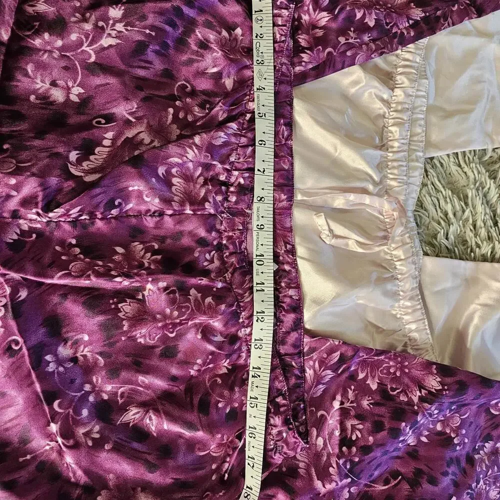 Nicole Stevens Purple Satin Floral Pajama Set with Light Pink Satin Lining